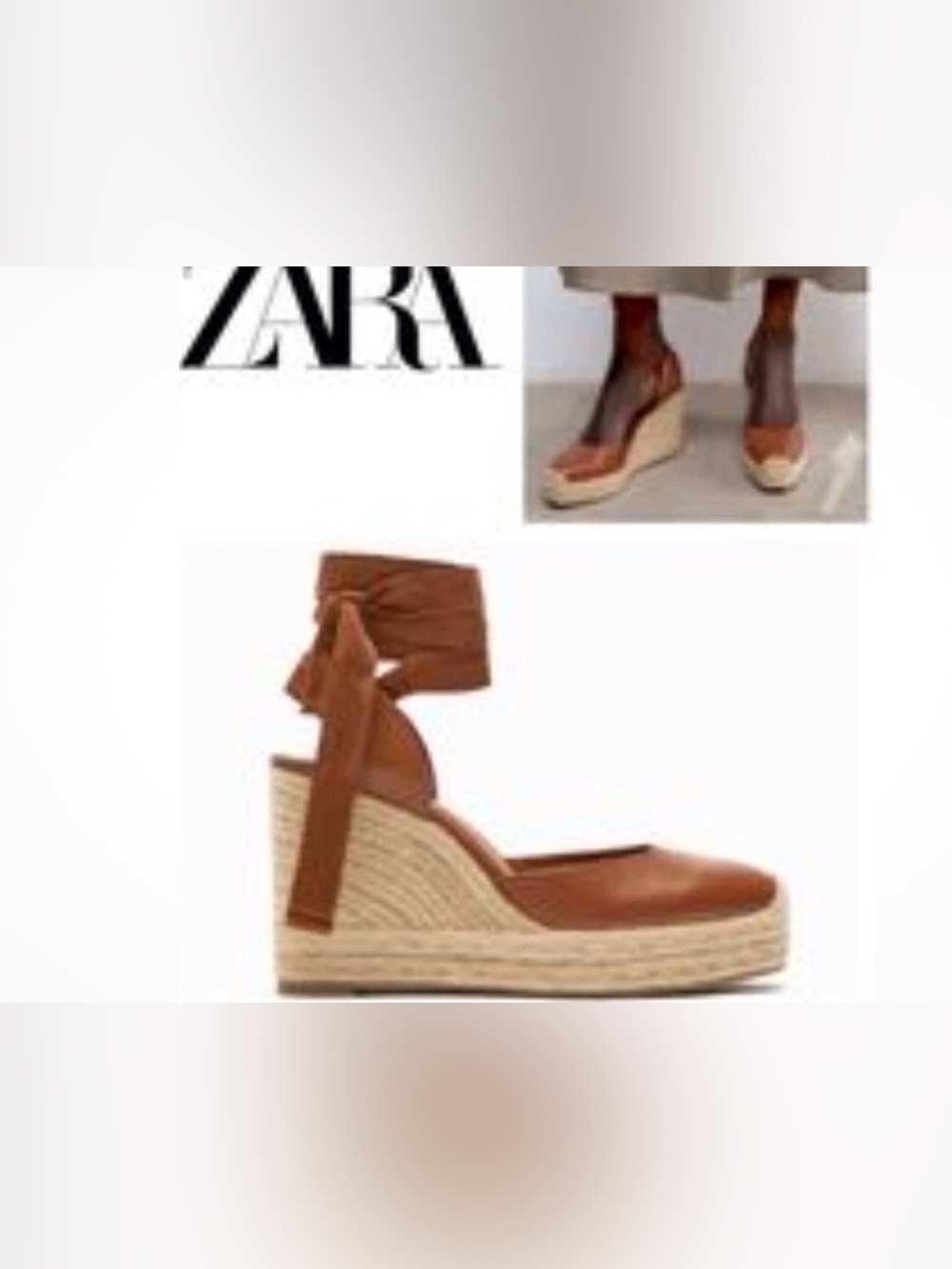ZARA Tan Leather Espadrille Wedge Sandals LOOKING FOR A SIZE 6 🤞🏼